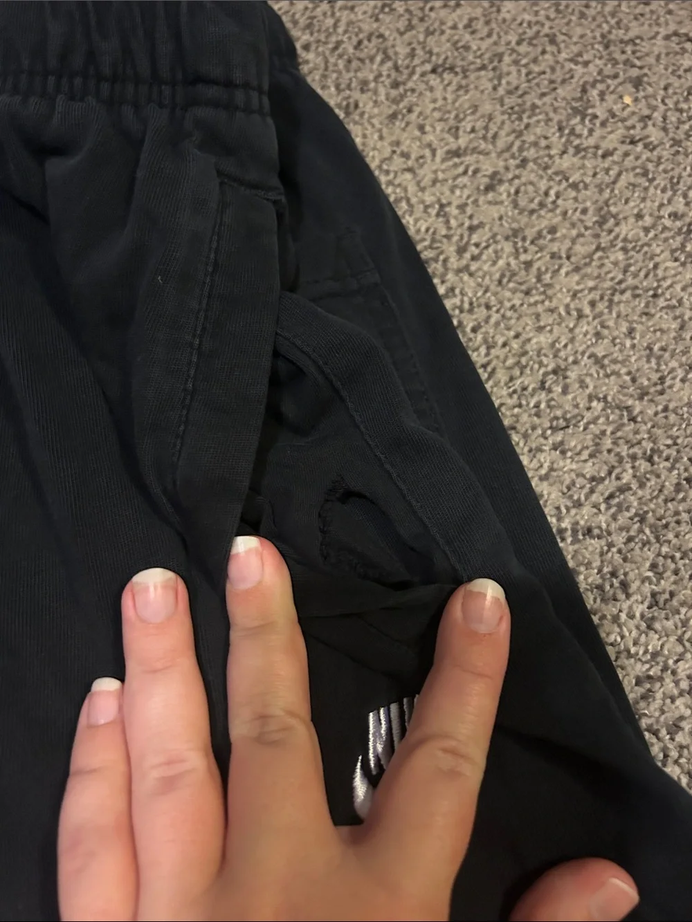 Nike Men's Black Jogger Sweatpants with White Swoosh